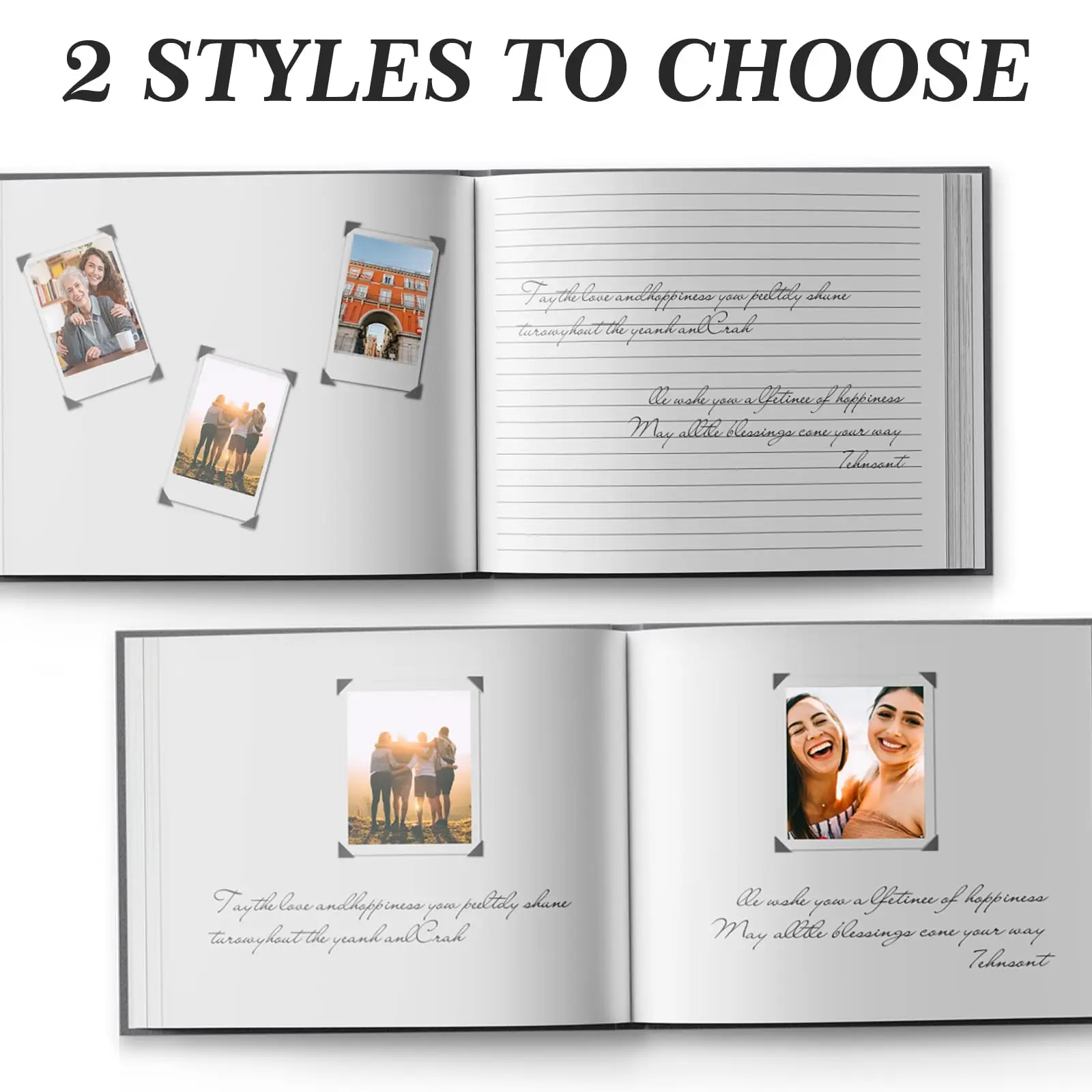 Myway Wedding Guest Book with Table Sign and 216 Photo Corners Stickers, Hardcover Linen Polaroid GuestBook for Wedding