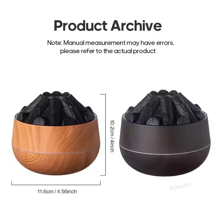 Угольный пожарный увлажнитель Vaporizador инновационный дизайн 300 мл USB имитация пламени вулканический аромадиффузор