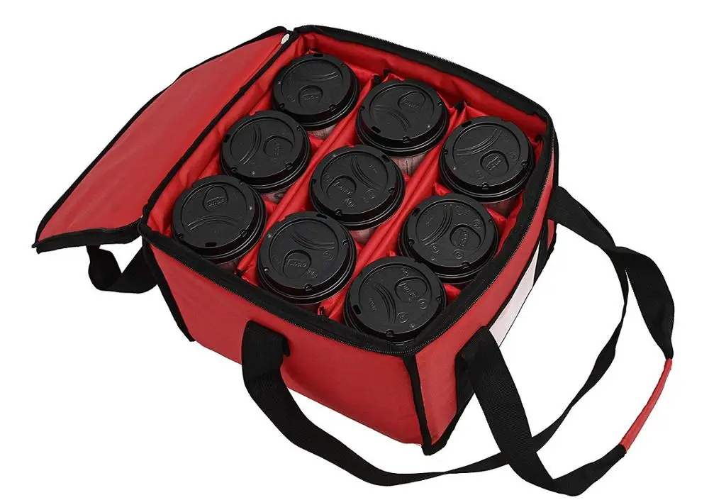 Wholesale Portable Drink Coffee Beverage Delivery Bag 9 Drinks Holder Thermal Box Cup Holder Delivery Bag