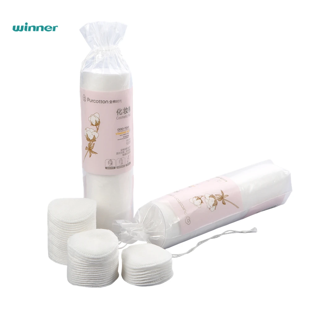 Purcotton Wholesale OKE-TEX & GOTS Best Thin Textured Organic Cosmetic Makeup Remover Beauty Cotton Rounds Pads for Face Toner