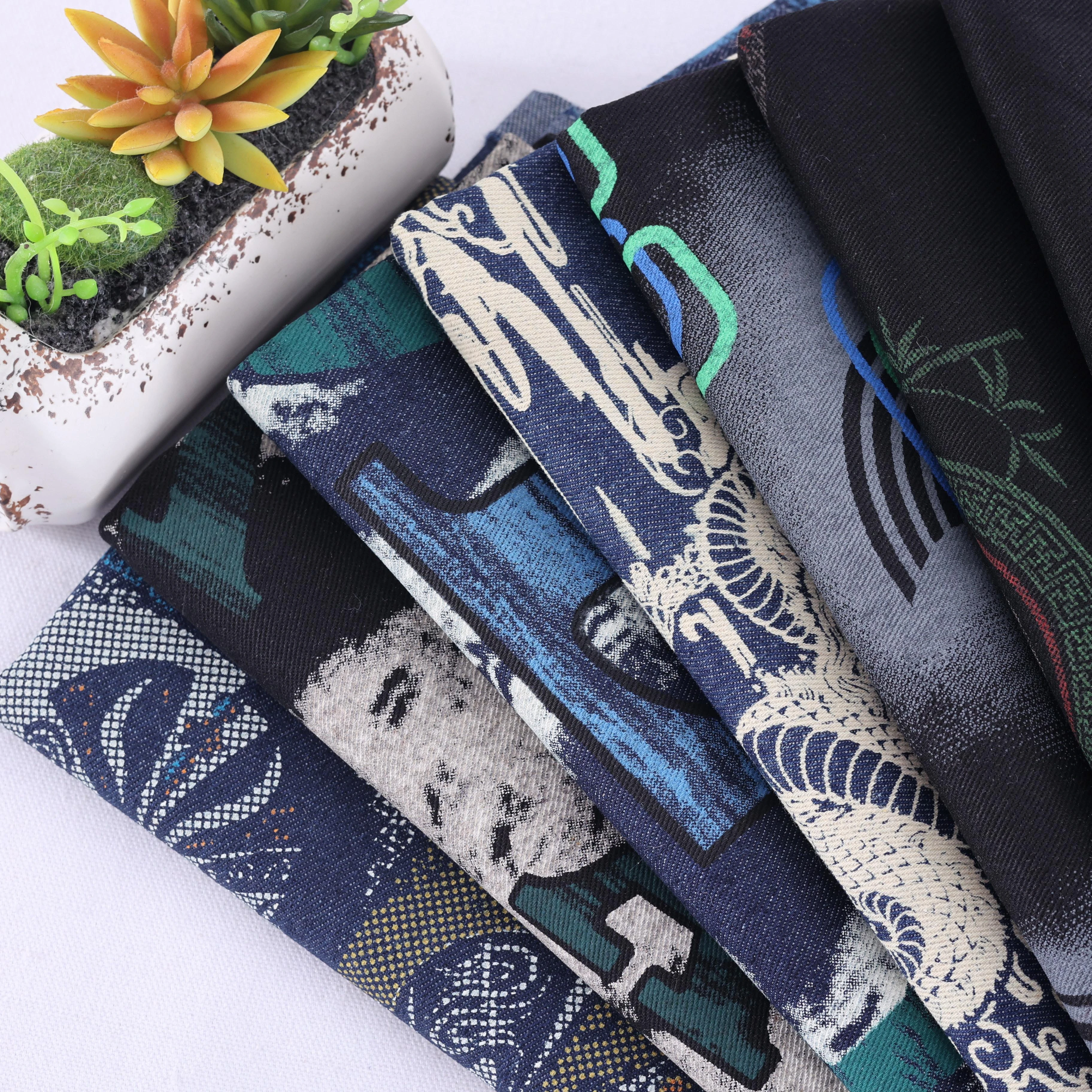 32 yarn polyester cotton printed denim fabric