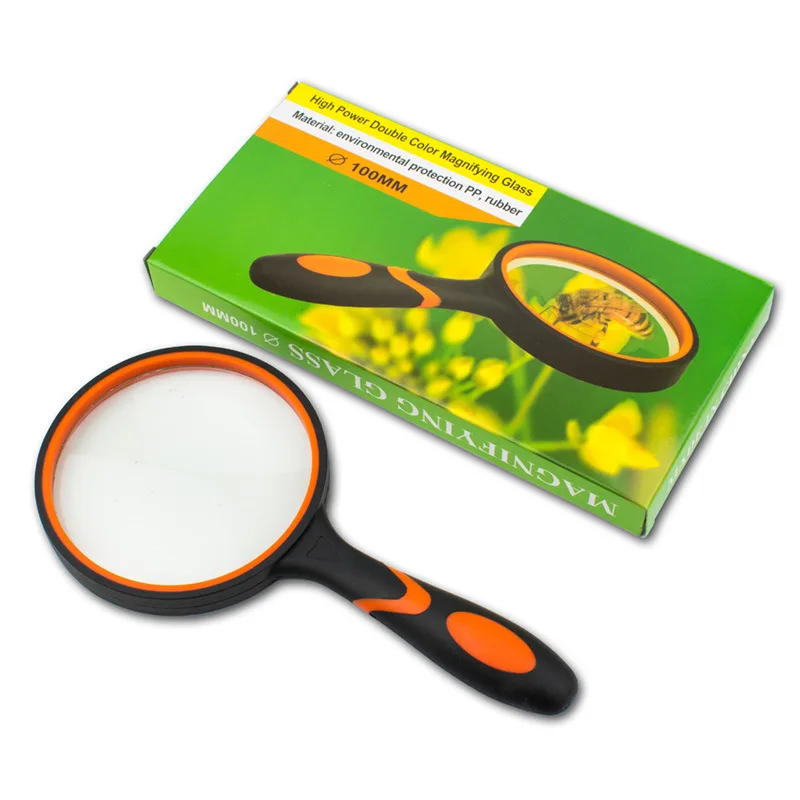 50mm 60mm 75mm 90mm Soft Rubber Handle Magnifier Large Portable Magnifying glass for Sale