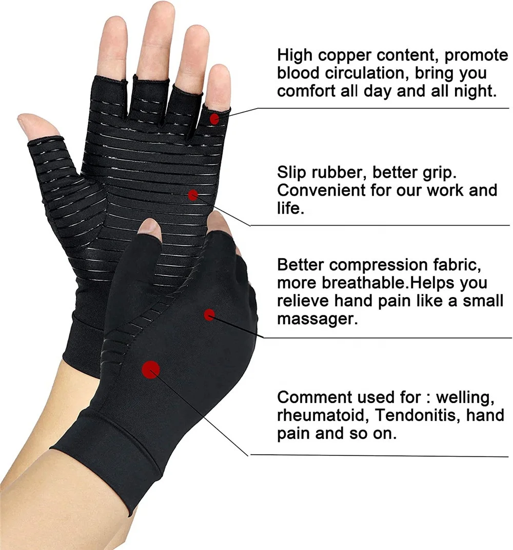 
New Arrival Customer Therapeutic Athletic Hand Care Gloves Copper Compression Arthritis Gloves 