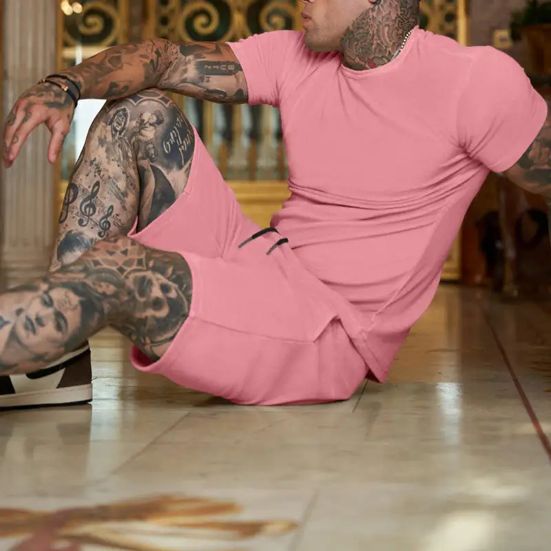 Private label blank sweat suit track men plain tracksuit custom sweatsuit with logo outfits summer two 2 piece short set for men