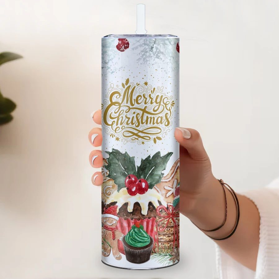 Pet Dog 3D Painted Graffiti Cup Christmas Gifts Rainbow Straight Tumbler Different Styles Cute Christmas Trees Water Bottle