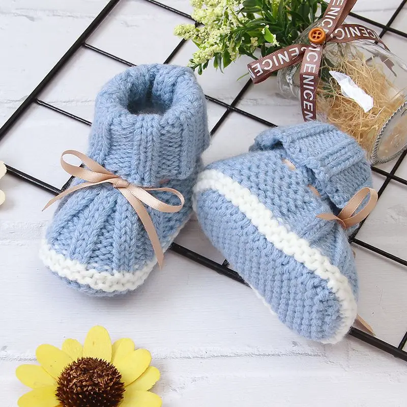 
Mimixiong Wholesale Knitted 100% Acrylic Soft Baby Toddler Shoes For Kids Hot Sale Cute Style Winter Warm Children Baby Shoes 