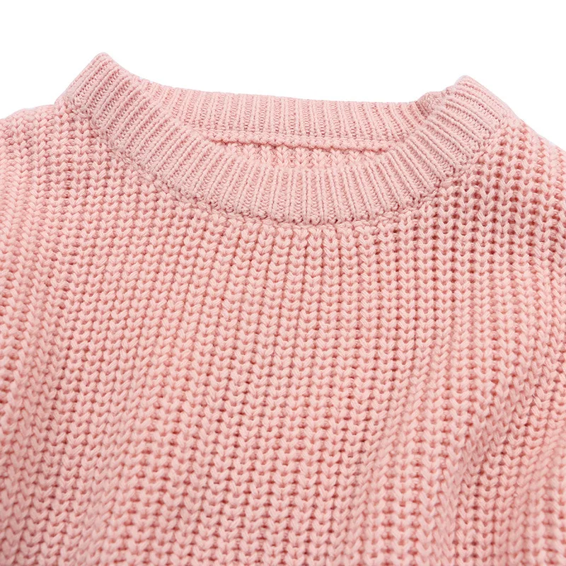 Low Moq Wholesale Toddler Kids Pink Knit Sweater Knitting Pullovers Baby Girl Sweater For Girls 3