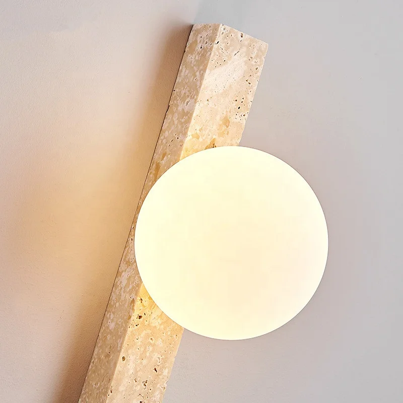 French Cream Style Living Room Advanced Background Wall Lamp Rectangular Natural Stone Corridor Bedroom Bedside Decorative Light
