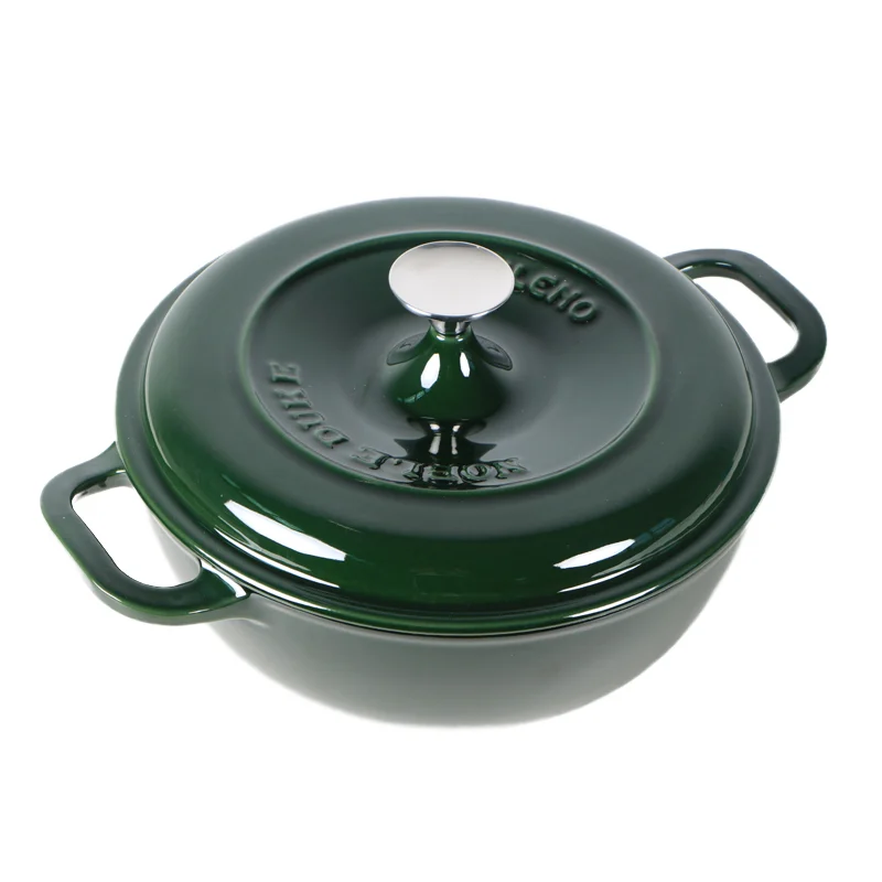 Quleno Cast Iron Cookware Enamel Soup Pot Set Luxury Chinese Design Metal Ceramic Pots Pans Cover Lid Kitchen Cookware Stocked