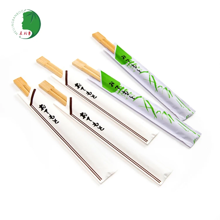 Making Eco-frlendly Disposable Bamboo sushi stick twin Chopstick with paper package