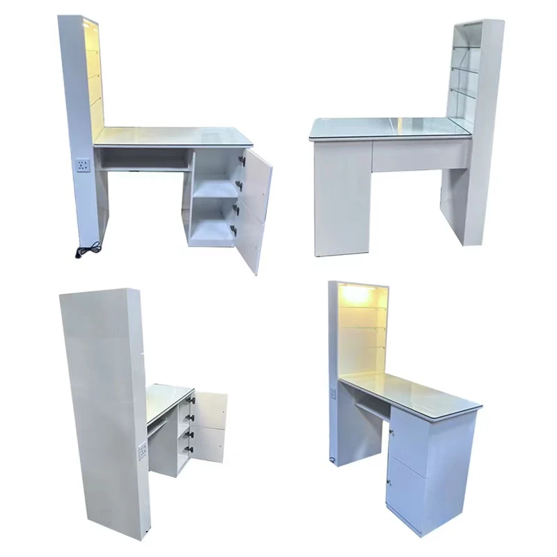 Factory directly sale OEM nail salon furniture nail table manicure table with marble top and dust collector