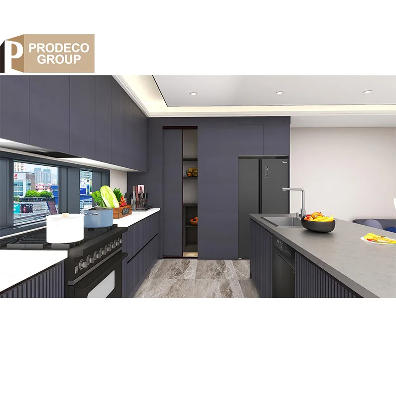 Prodeco Furniture Custom Best Maker of Black Brown Modular Fiberglass Kitchen Cabinets Design for Project
