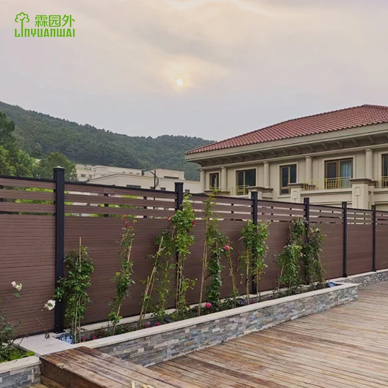 Linyuanwai Waterproof WPC Fence Panel Wood Plastic Composite Decorative Fencing Garden Wall Privacy Fence