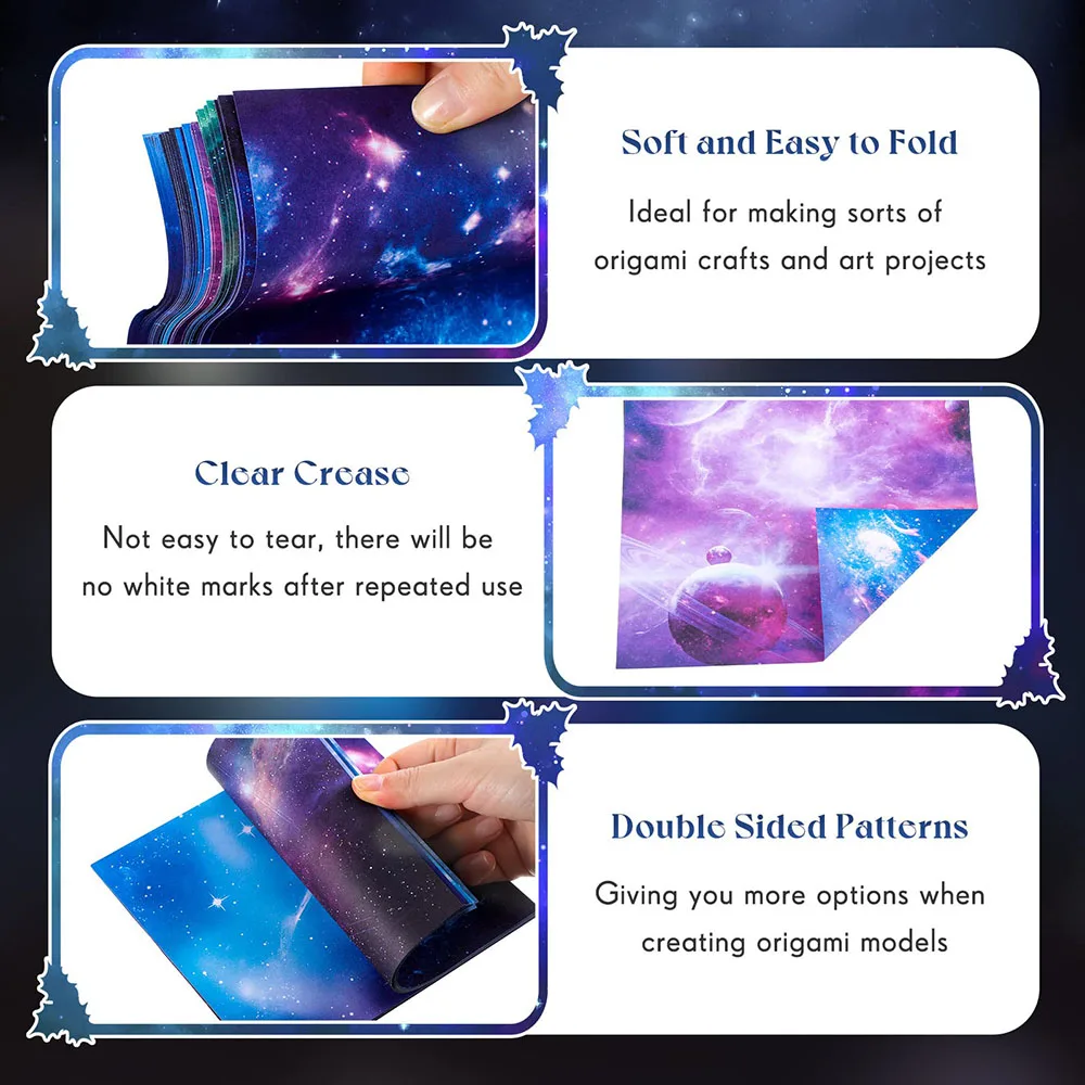 Bview Art Double Sided Sky Scrapbook Paper Galaxy Outer Space Star Pattern Origami Paper for Arts Crafts School Kids Teachers