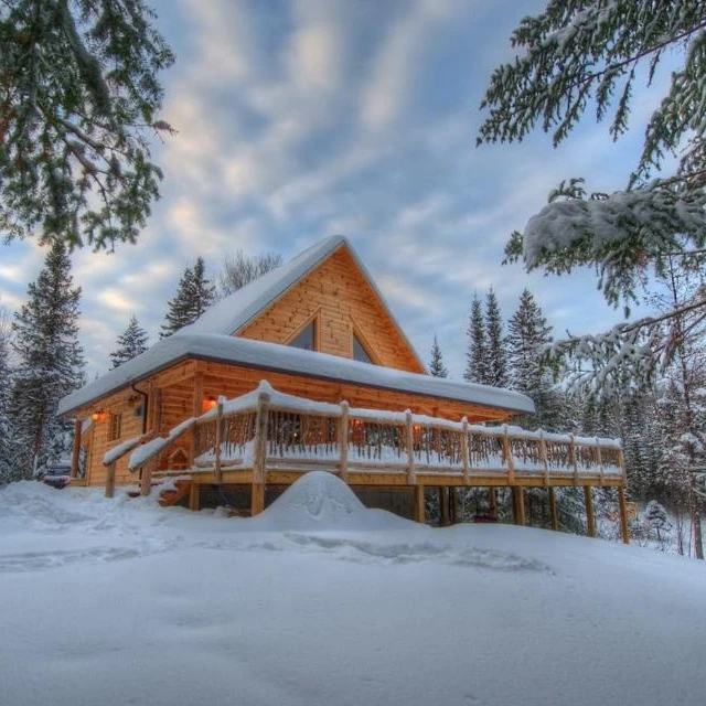 3 or 4 Bedrooms Design Pine Wood Mountain Lodge, Cabin, Chalet for Holiday Vacation