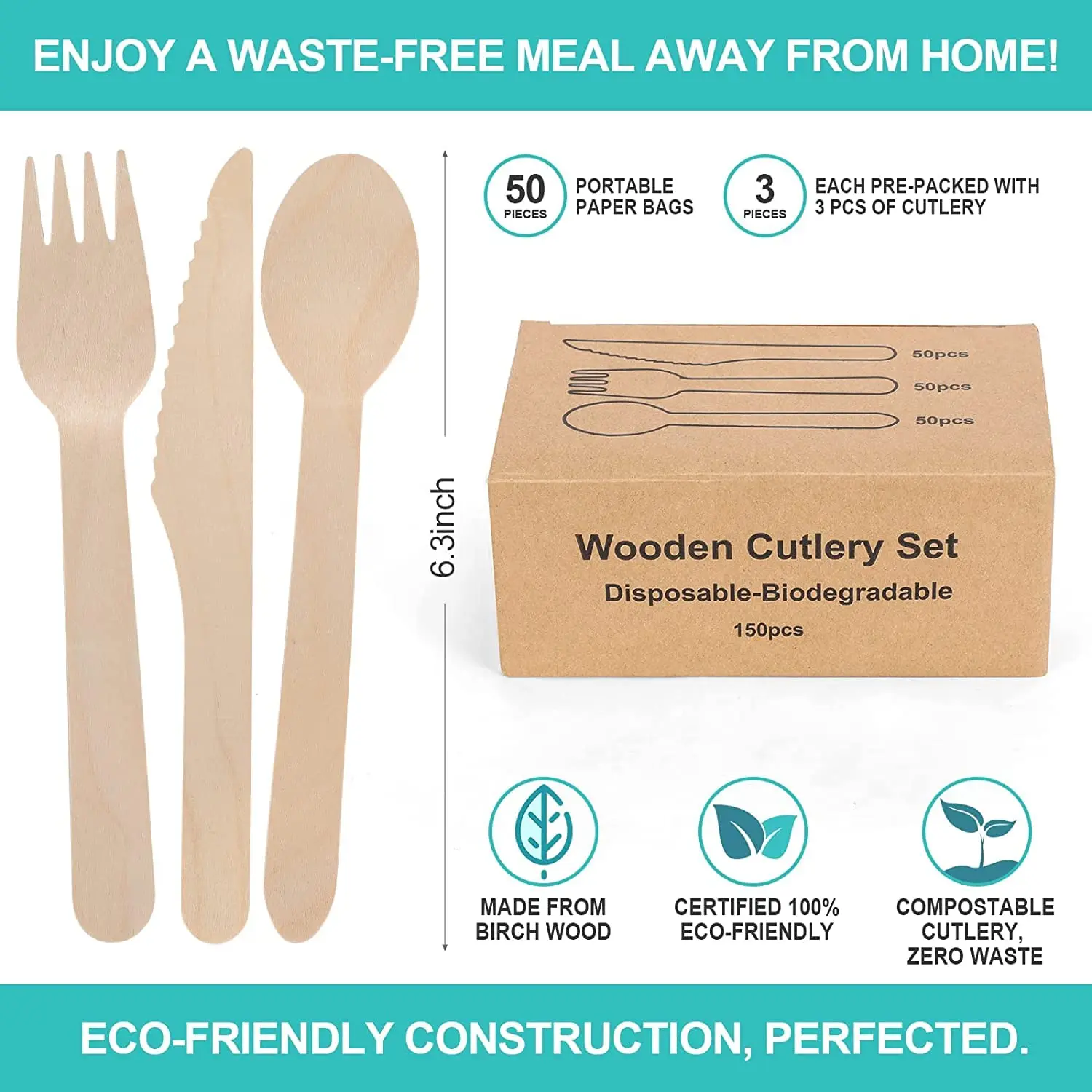 Restaurant Biodegradable Bulk Disposable Wooden Spoons Knives And Forks Eco-friendly Birch Wood Cutlery Set