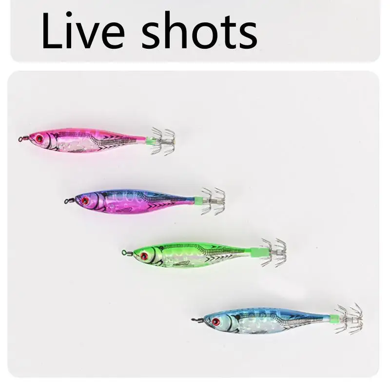 New 103mm9.3g Luminous Fishing Lure Artificial Squid Hook Jig For Wood Shrimp Lure Hard Bait Octopus