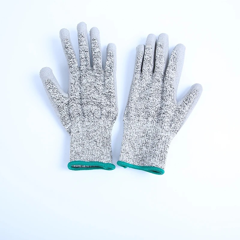 Machine Needle Seamless Knitted Gants PPE Cut Resistant Glove PU Coated For Industrial Use Anti Cut Work Safety Construction Luv