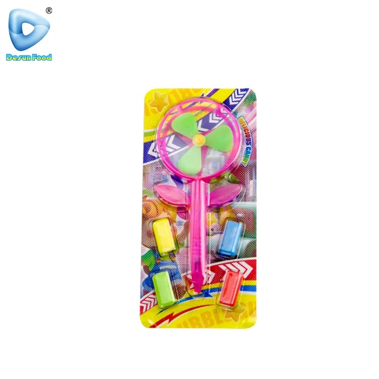 Hot Selling Colorful Windmill Fan Pen Kids Funny Toy Bubble Gum Candy
