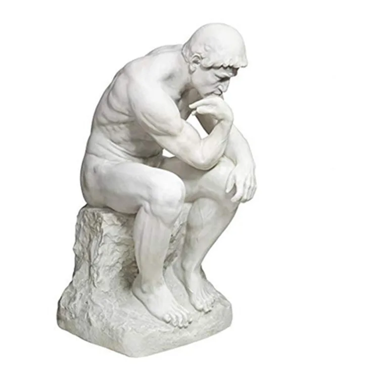 Wholesale custom life size white stone marble thinker man statue sculpture for sale