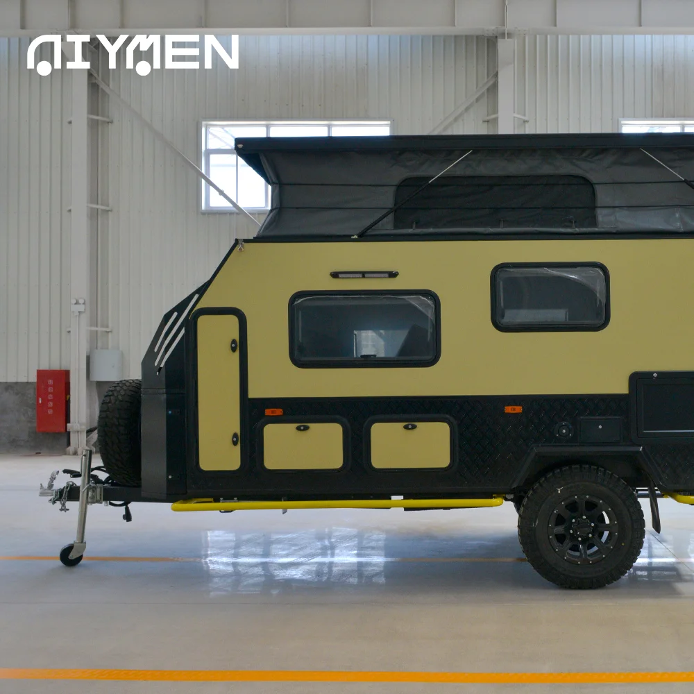 Роскошный 4x4 гибридный RV караван двухосный Электрический внедорожный туристический прицеп с солнечной панелью мини-прицеп для кемпинга