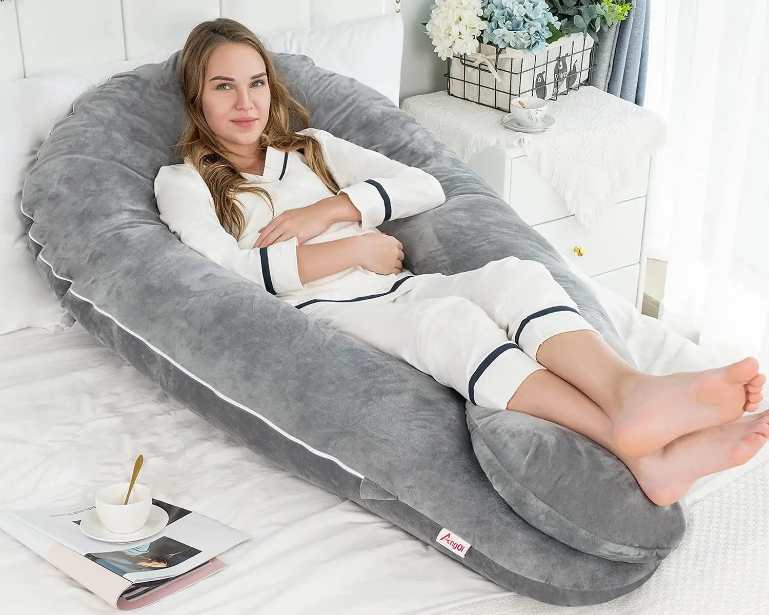 Adjustable Air layer polyester filling  U Shaped Pregnancy Pillow - Maternity Body Pillow   Great for Anyone