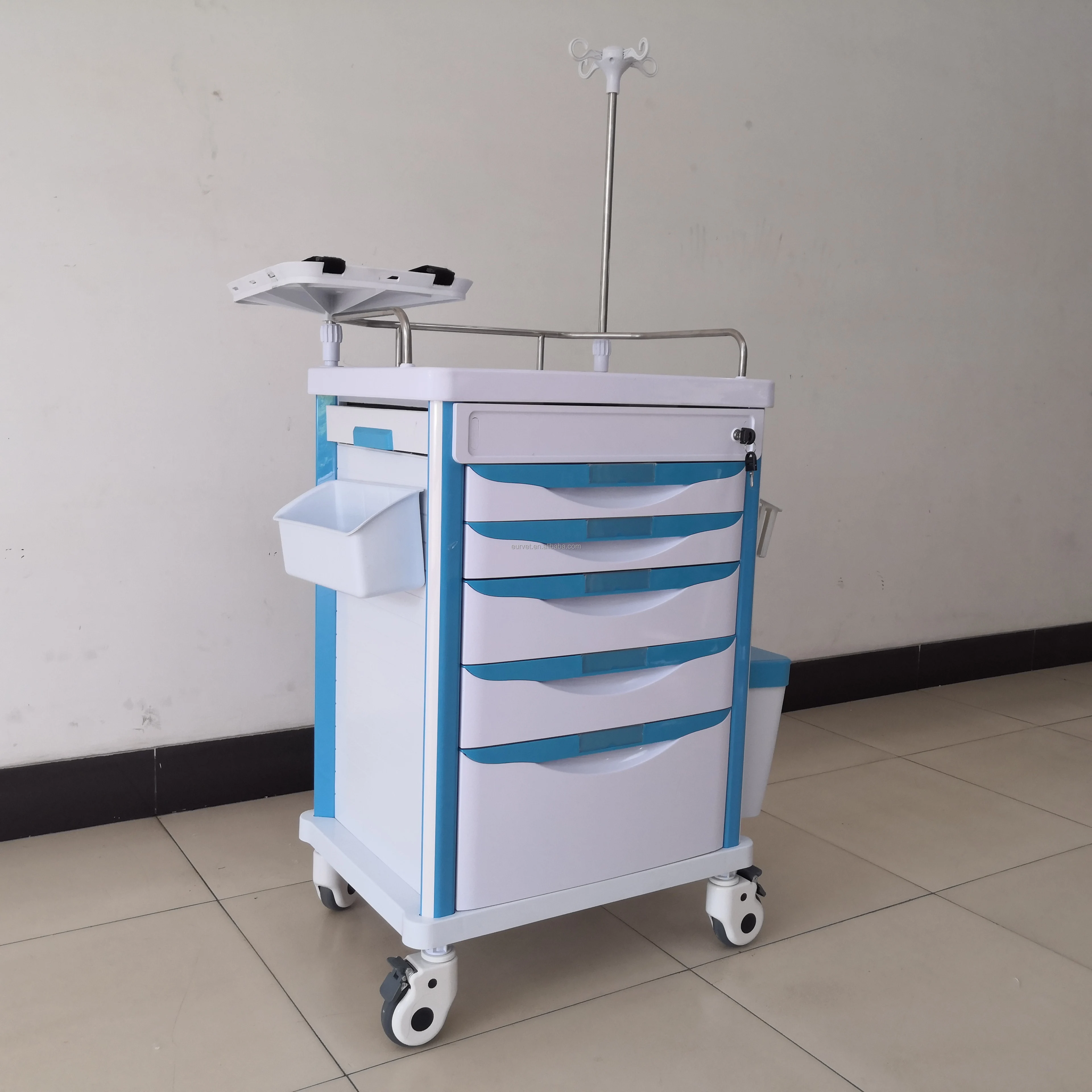 EUR PET Cheap Price Hospital Mobile Cart Abs Plastic Anesthesia Trolley Clinical Medicine Cart Medical Dental Cart