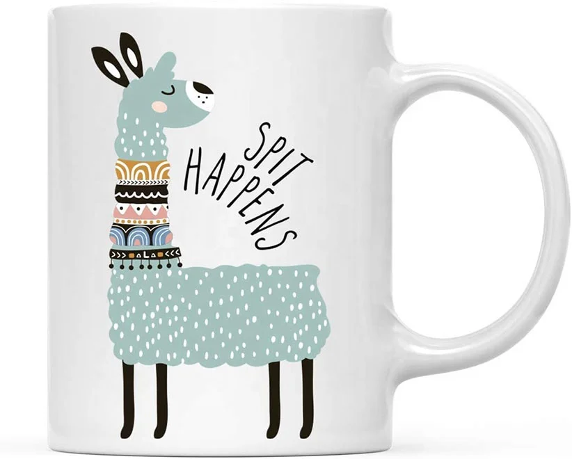 Custom Printed 11OZ Ceramic Coffee Mugs Porcelain White Cup Plain White Ceramic Cups and Mugs with Pattern Design for Promotions