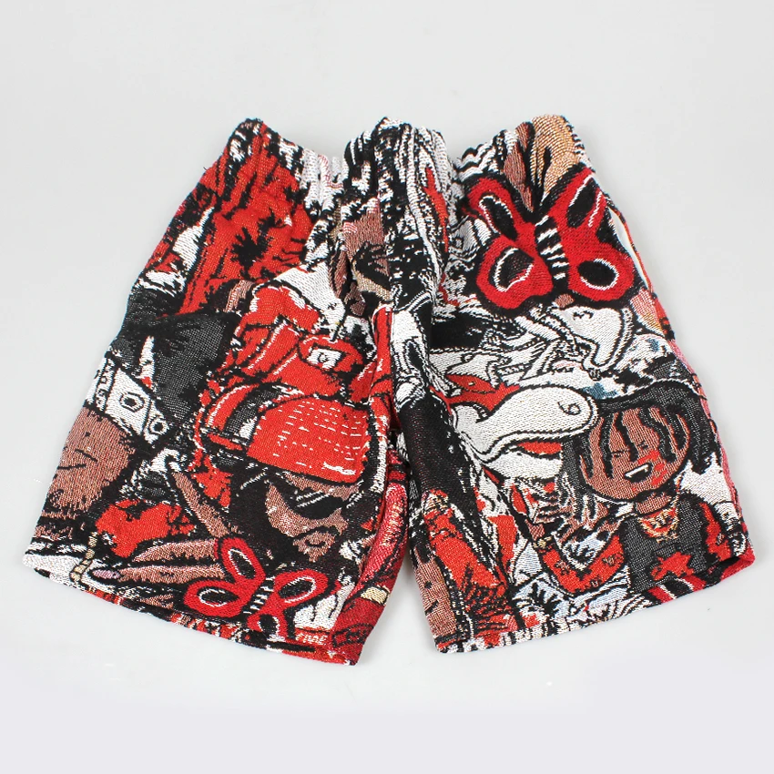 Custom Private Label Cotton Polyester Pants New Design Cartoon Jacquard Woven Tapestry Shorts