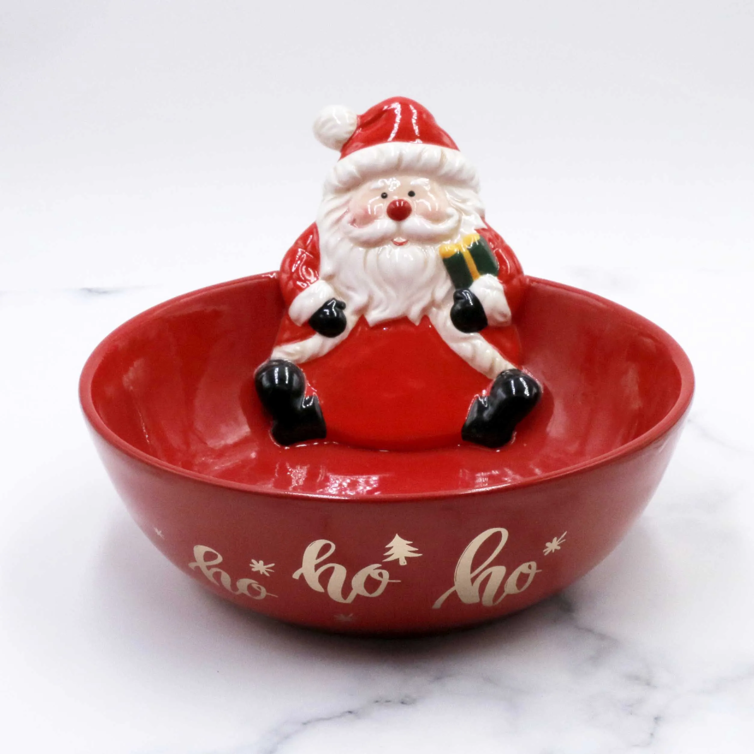 Cute decorative paper transfer ho ho ho Father Christmas  ceramic bowl, Rice Bowl For Christmas Gift