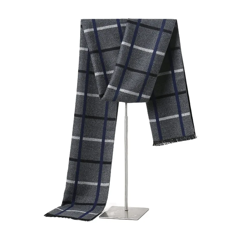 Wholesale Premium Mens Stylish Cashmere Feeling Winter Warm Geometric Pattern Kashmiri Shawls Scarf Men