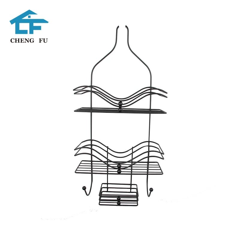 Customized Professional Black Hanging Suction up Wire Mesh Storage Basket Bathroom Shower Caddy Shelves Organizer Modern Metal