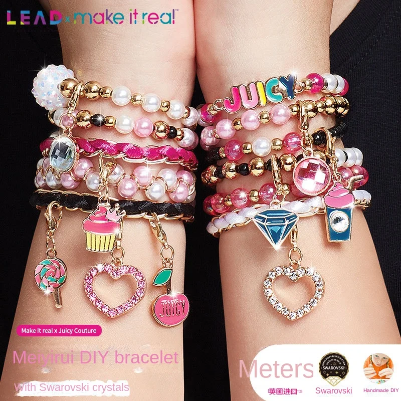 Kids Makeup Kit Handmade Gift DIY Beaded Bracelet with Swarovski Crystals for Fashionable Girls Jewelry Workers Plastic Components Hand-Beading
