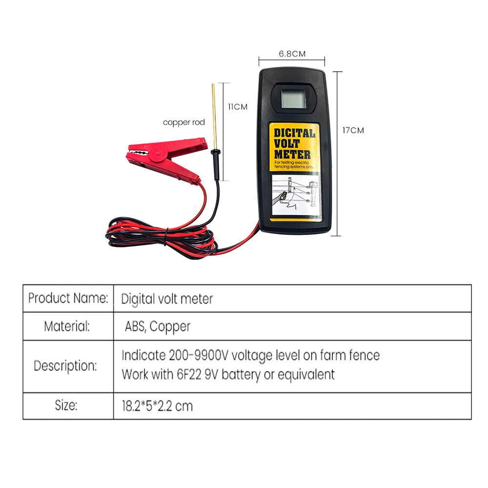 Lydite Digital volt meter Copper 200-9900V meter tester electric fence tester fault finder
