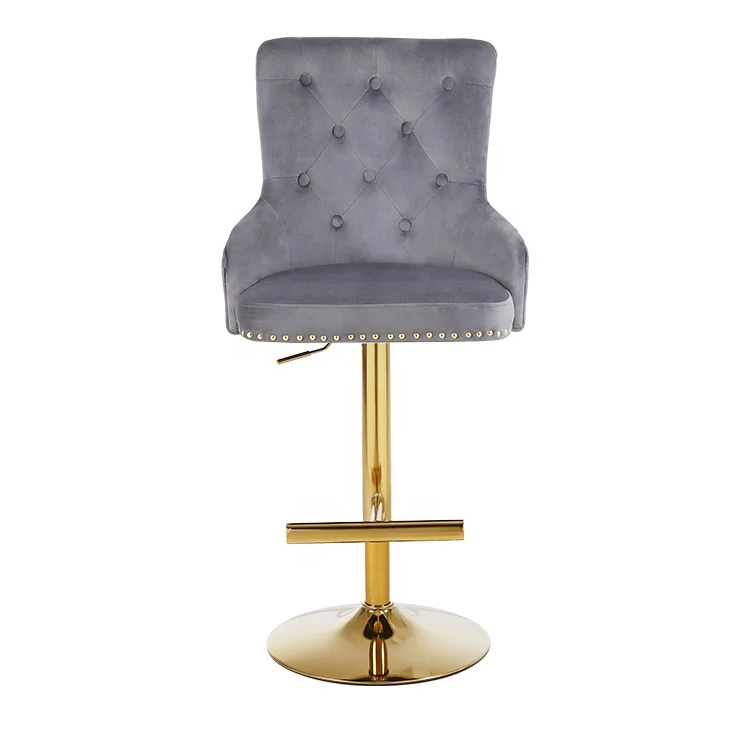 luxury rotate stools high bar chairs stainless steel rose gold metal leg velvet gas lift swivel bar stool bar chair