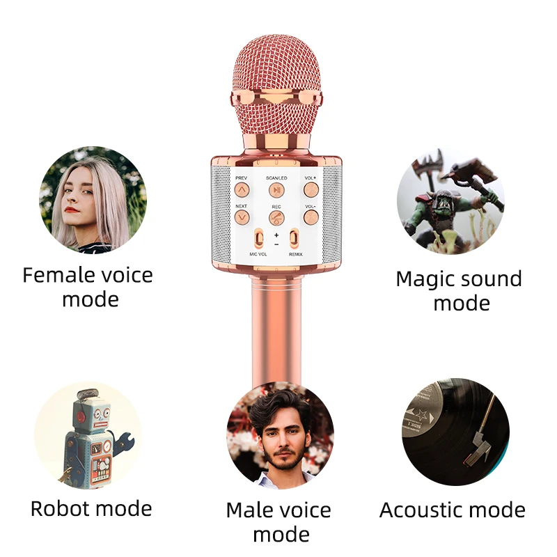 Wholesale Portable Wireless Karaoke Player Mike and Speaker 2 in 1 Wireless Microphone