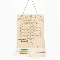 Горячая Распродажа DIY граффити ИД Мубарак украшение с ручками Сделай Сам Рукоделие Спальня Гостиная деревянный календарь Рамадан обратный отсчет
