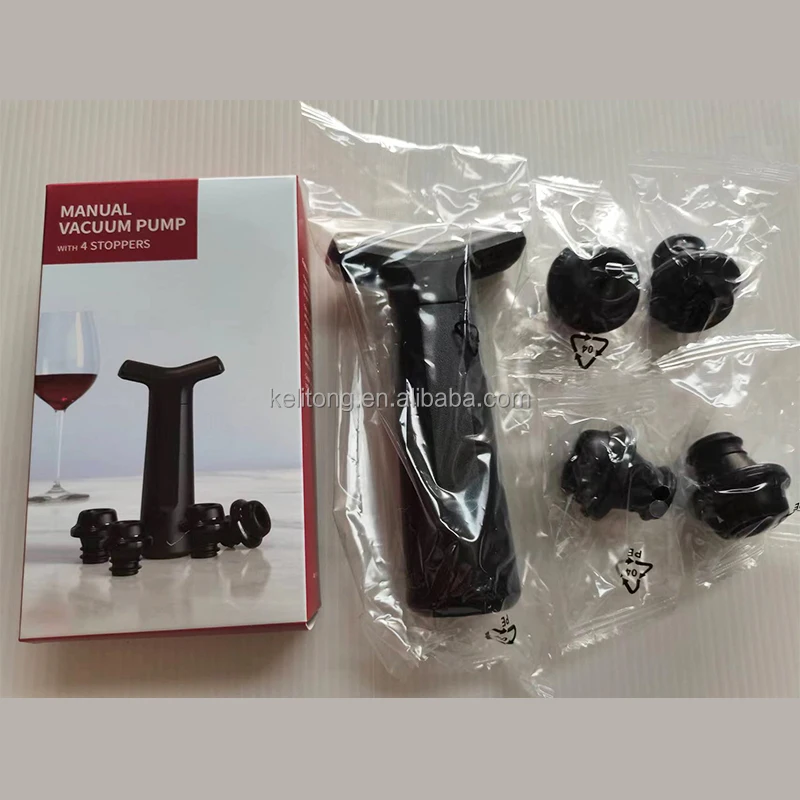 Cheap Wine Accessories Gift Wine Saver Pump with 4 Vacuum Stoppers for Keeps Wine Fresh