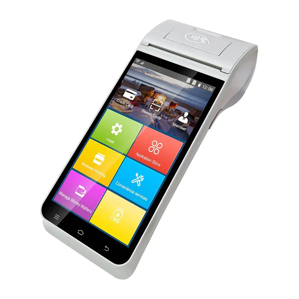 China Factory oem 5.5 inch 4G Android 9.0 all in one electronic cash register handheld smart pos terminal with thermal printer