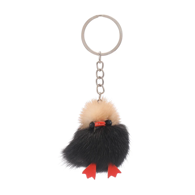 Kawaii Chick Keychain Gift Pom Pom Designer Keychain Wholesale Plush Llaveros Carro Animals Fur Ball Key Ring