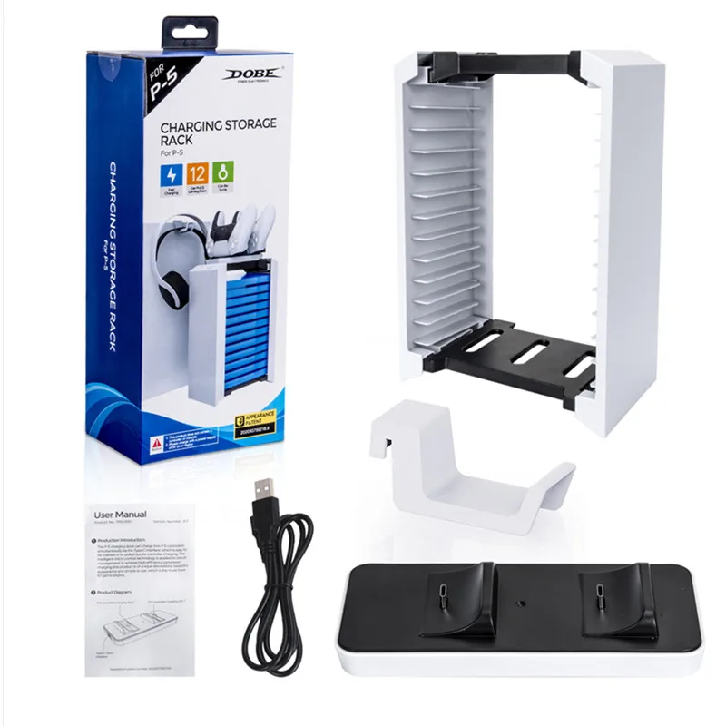 PS5 Storage Stand For Game Card Box+PS5 Gamepad  Dual Charger+Headphone Hanger for sony playstation 5 game storage set