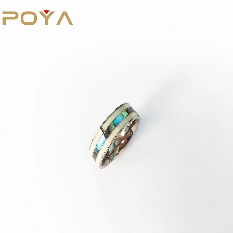 POYA 6 мм титановое кольцо, Белый Рог, средняя морская оболочка, вставленная с обеих сторон, удобная посадка
