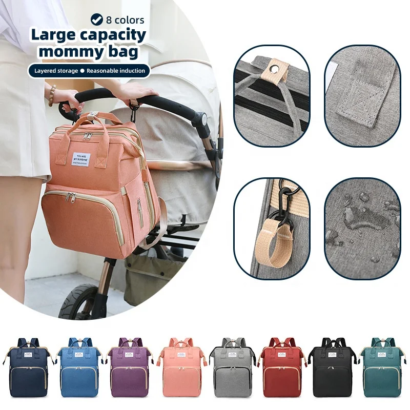 Multifunctional Waterproof Maternity folding Handbag Stroller baby Nappy Bed Backpack Diaper Bag with Bassinet for mom and Baby