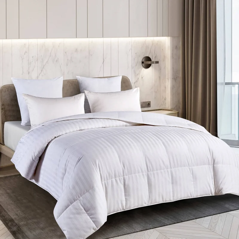 Роскошное Одеяло из 100% органического хлопка с Дамасским узором в полоску пододеяльник наполнителем и перьями большого размера на заказ для