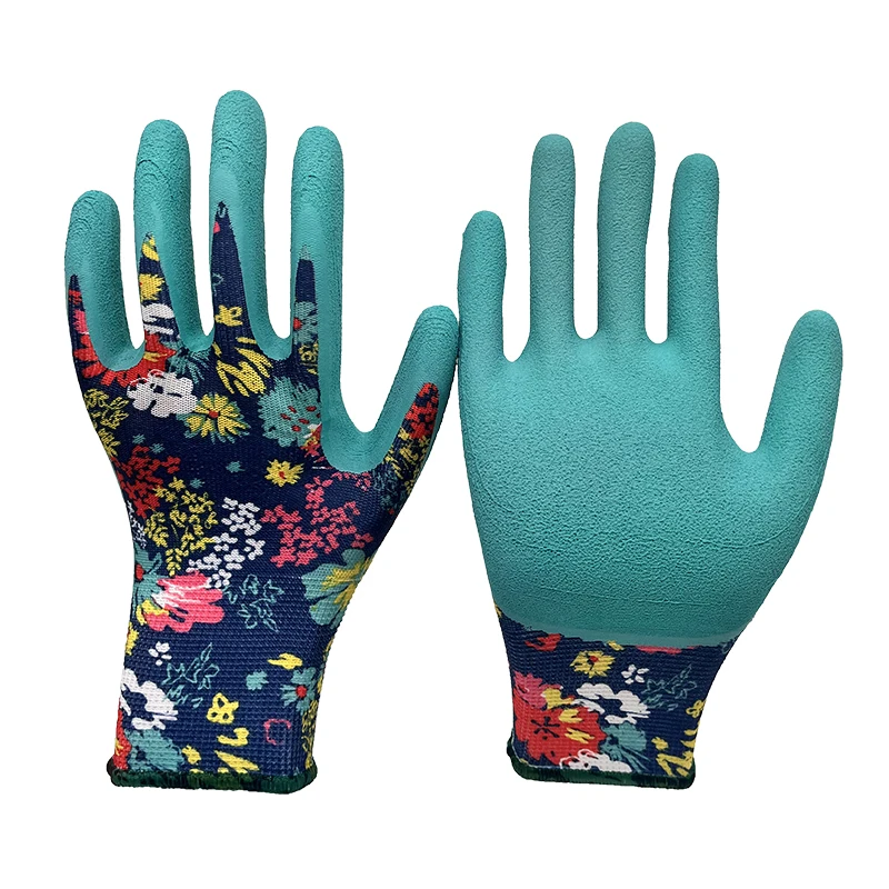 NMSAFETY Gardening Thorn Proof Anti Slip Rubber Gloves Polyester Latex Coated Custom Printed gloves Womens Gloves