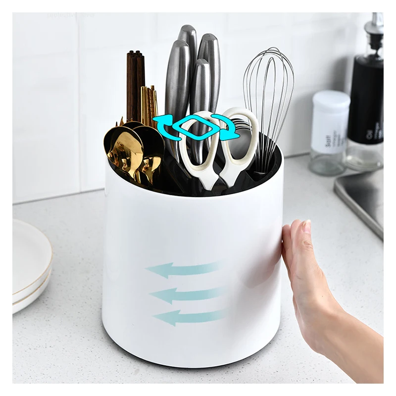 Кухонное устройство для хранения столовых приборов вращающаяся трубка настольный органайзер Держатель ножей из