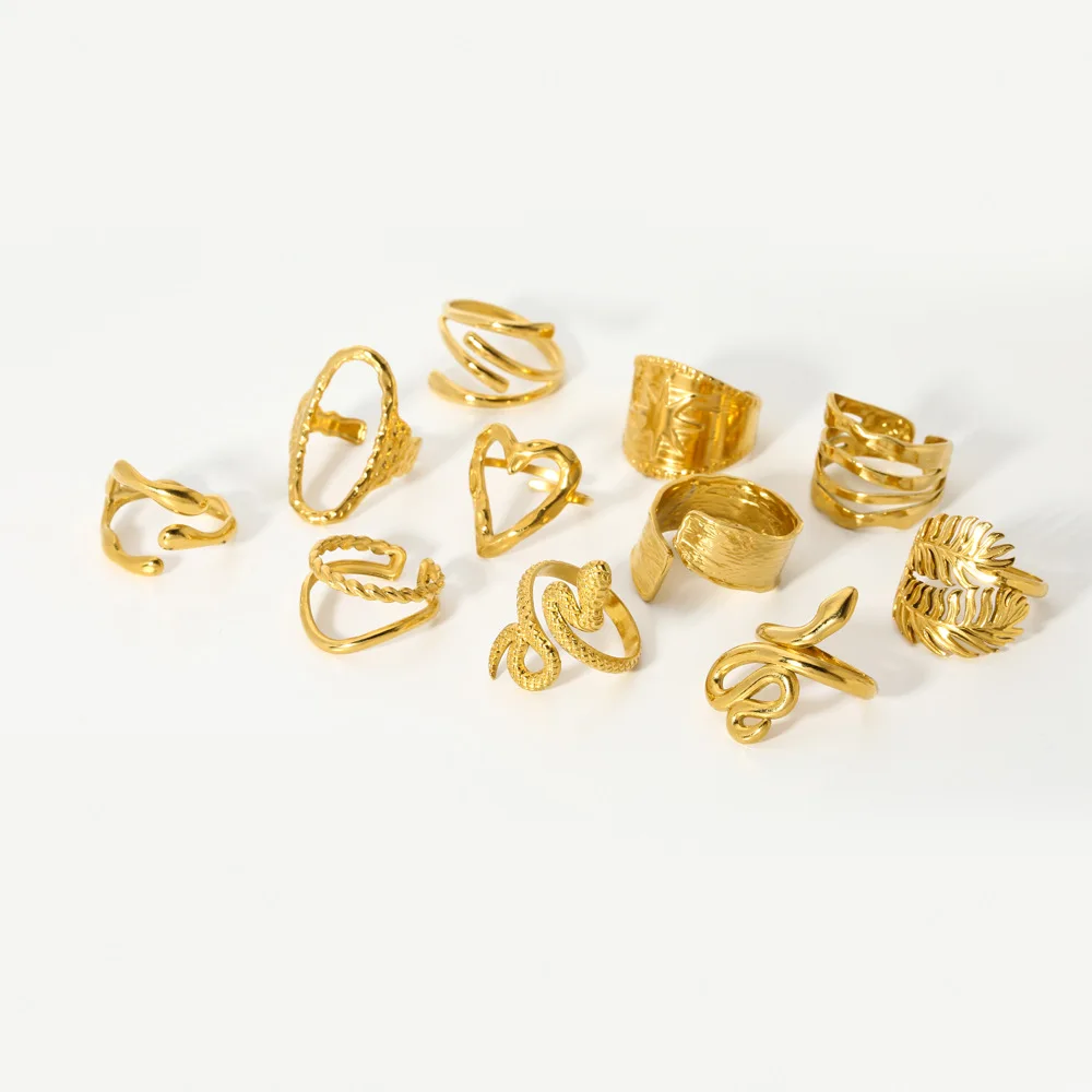 Rings Gold Stainless Steel Titanium Steel New Plated Geometric Waterproof for Women Vintage Engagement Ring None Tarnish Rings