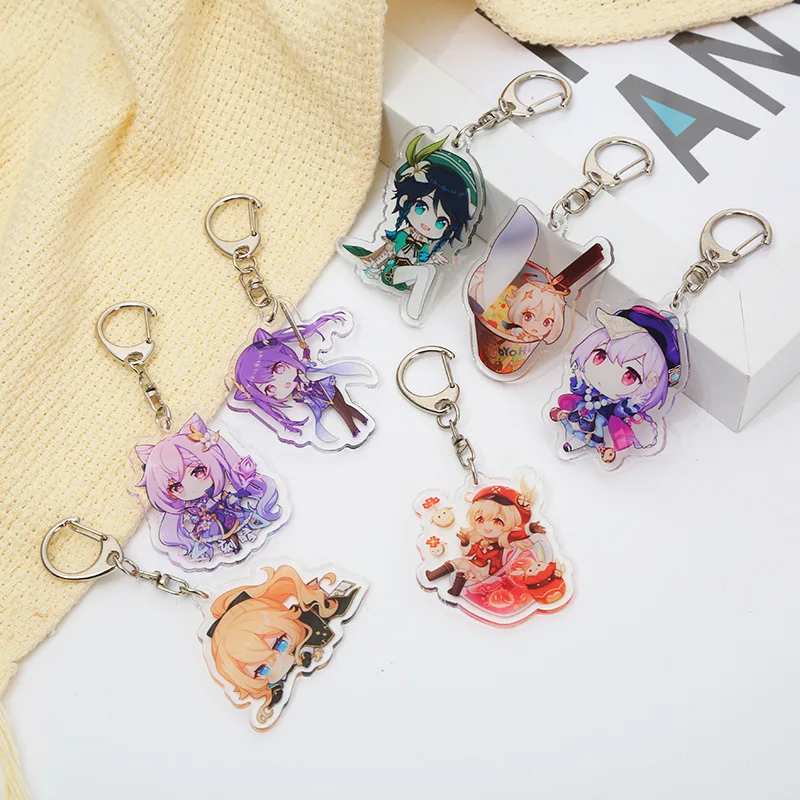 Custom Printed Acrylic Charms Key Chain Genshin Impact Plastic Keychains Set