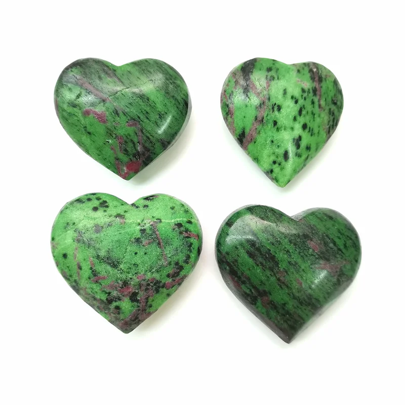 High-quality Healing Stones Natural Ruby In Zoisite 7cm Crystal Heart for Home Decoration
