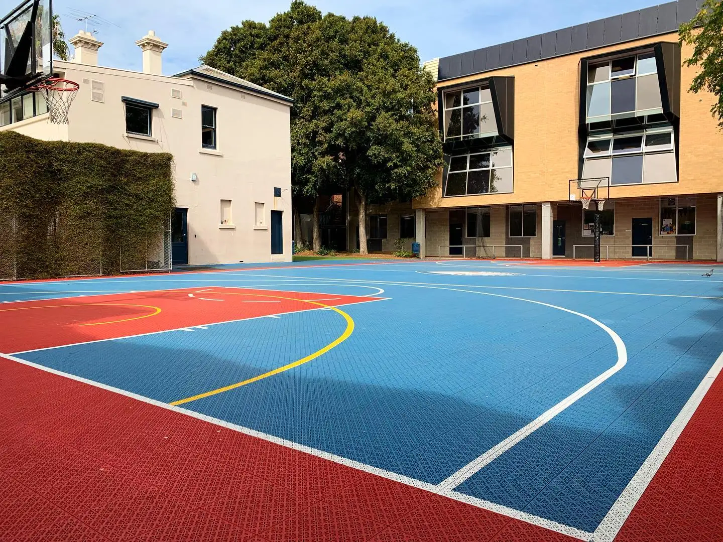 ZSFLOOR pp pvc rubberized outdoor sport court tiles for basketball full court surface plastic tile